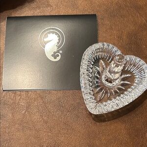 Waterford Clear Crystal Heart Ring Holder with Faceted Stem